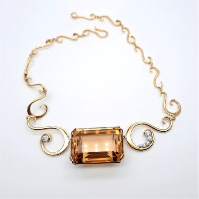 18ct Gold 145ct Citrine & Diamonds